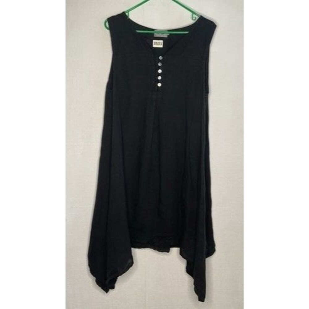NWOT Aria Linen Sleeveles Assymetrical Handkerchief Hem Midi Dress Women Size XL